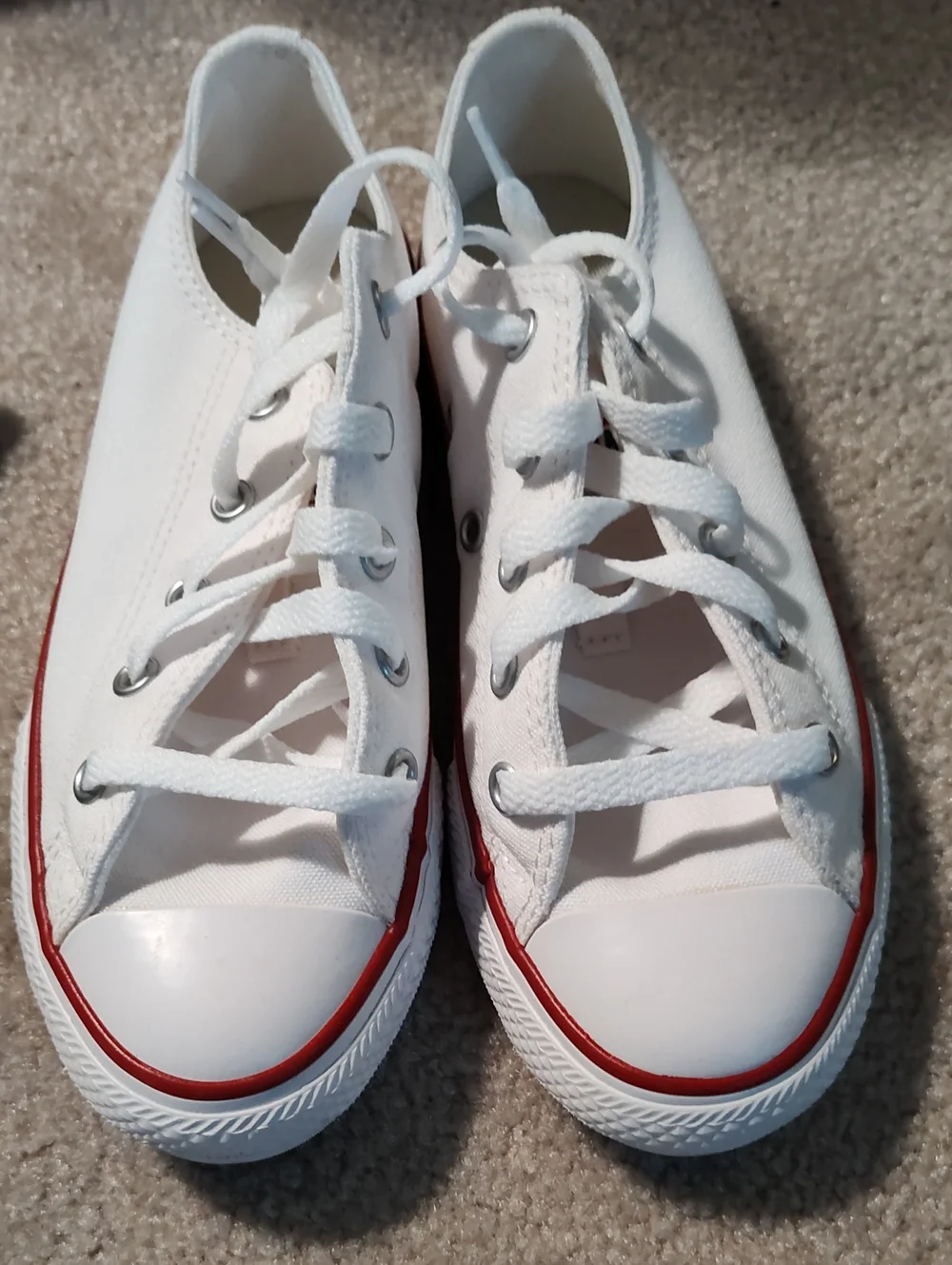 Converse White Canvas Kids Sneakers with Red Trim